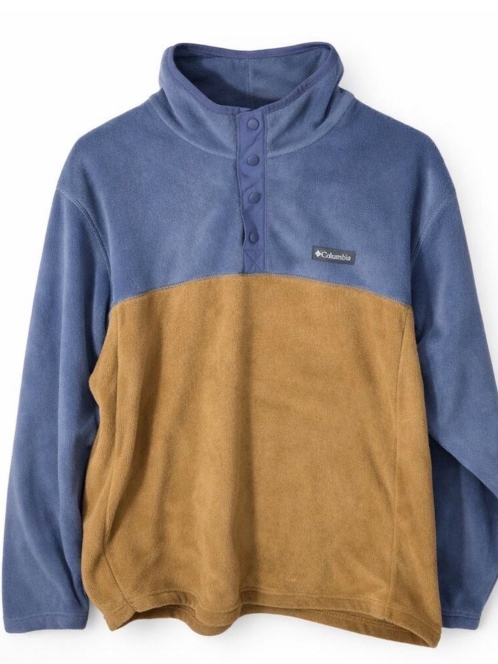 Columbia Men's Blue and Tan Crewneck Sweater
